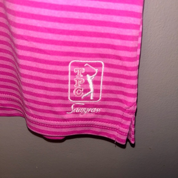 Footjoy shirt - pink striped short sleeve polo with TPC Sawgrass patch - Picture 3 of 10